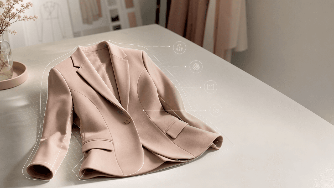 Kaloft analyzes a blazer photo and saves its garment details